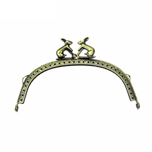 Zpengtai Metall Taschenrahmen 1 Stück 12,5 cm Prägebogen Antik Bronze Hasenkopf Metall Geldbörse Rahmen Kussverschluss DIY Taschenzubehör Tasche von Zpengtai