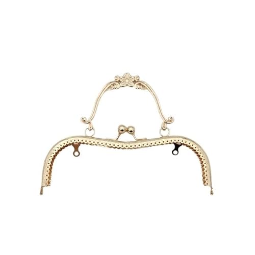 Zpengtai Metall Taschenrahmen 1 Stück 20,5 cm Vintage Geldbörse Rahmen Clutch Bag Verschluss Griff DIY Kuss Schließe Schloss Bronze Gold Prägung DIY Handtasche Rahmen Zubehör Tasche(Gold) von Zpengtai
