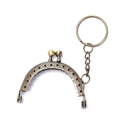 Zpengtai Metall Taschenrahmen 1 Stück Geldbörse Metallrahmen mit Schlüsselanhänger DIY Bogenrahmen Kussverschluss Schloss Tasche(Bronze) von Zpengtai