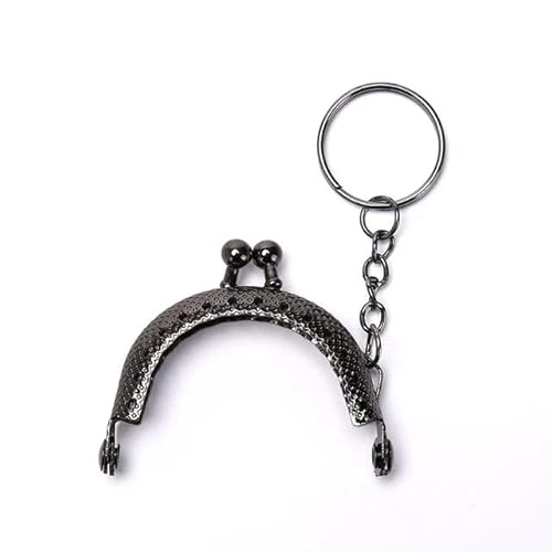 Zpengtai Metall Taschenrahmen 1 Stück Geldbörse Metallrahmen mit Schlüsselanhänger DIY Bogenrahmen Kussverschluss Schloss Tasche(Noir) von Zpengtai