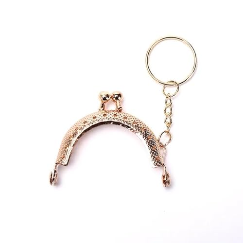 Zpengtai Metall Taschenrahmen 1 Stück Geldbörse Metallrahmen mit Schlüsselanhänger DIY Bogenrahmen Kussverschluss Schloss Tasche(Rose Gold) von Zpengtai