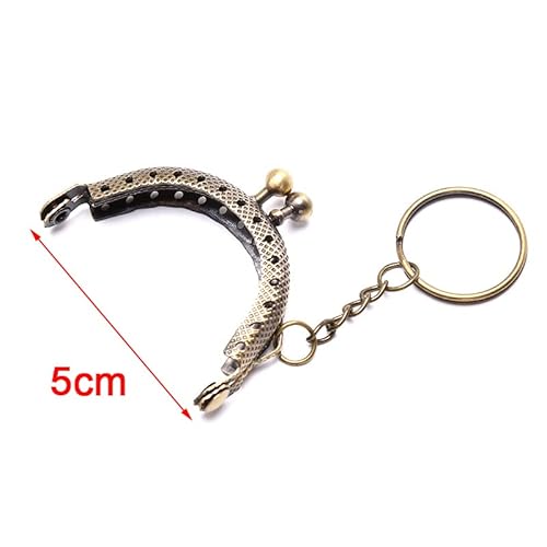 Zpengtai Metall Taschenrahmen 1 Stück Geldbörse Metallrahmen mit Schlüsselanhänger DIY Bogenrahmen Kussverschluss Schloss Tasche(Silver) von Zpengtai