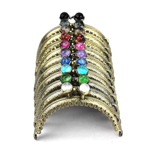 Zpengtai Metall Taschenrahmen 10 Stück 8,5 cm Antik-Bronze-Metall-Geldbörsenrahmen, Halbkreis, Lotuskopf, Korallenperlen, Kussverschluss, DIY-Taschenzubehör Tasche von Zpengtai