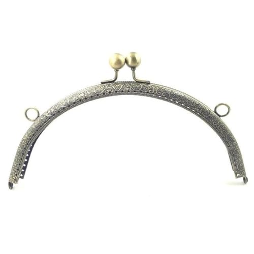 Zpengtai Metall Taschenrahmen 6,5/7,5/8,5/10,5/12,5/15/20 cm DIY Metall Halbkreis Rahmen Geldbörse Griff Münze Taschen Metall Kuss Schließe Schloss Rahmen Zubehör Tasche(20cm) von Zpengtai