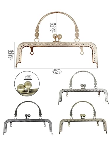 Zpengtai Metall Taschenrahmen Geldbörsen-Verschluss, Metallrahmen, 20 cm, Tasche, Kuss-Verschluss, Handtasche, Geldbörse,DIY-Taschenverschlüsse,1 Stück Tasche(Silver) von Zpengtai