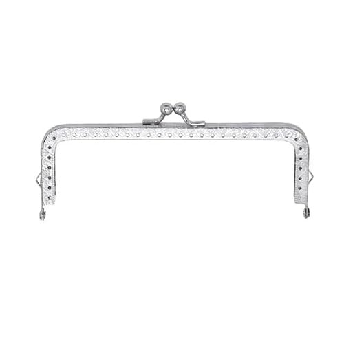 Zpengtai Metall Taschenrahmen Quadratischer Glänzender Goldfarbener Basic-Metall-Geldbörsenrahmen, Kussverschluss-Schließe, DIY-Taschenzubehör, Tasche(Silver-15cm) von Zpengtai
