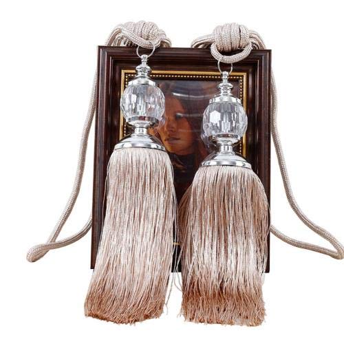Zpengtai Vorhang Raffhalter 1 Paar Quaste Vorhang Retro- Retro-Stil Faux-Kristall-Quasten Fransen-Vorhanghalter Raffinarbinde-Seil-Home-Dekoration Gardinenhalter(Apricot) von Zpengtai