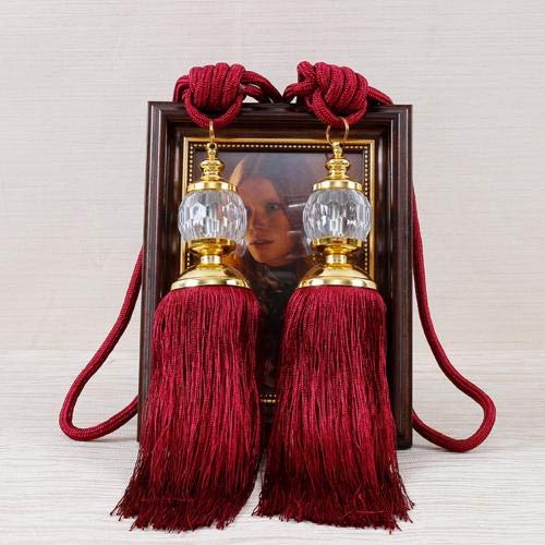 Zpengtai Vorhang Raffhalter 1 Paar Quaste Vorhang Retro- Retro-Stil Faux-Kristall-Quasten Fransen-Vorhanghalter Raffinarbinde-Seil-Home-Dekoration Gardinenhalter(Jujube Red) von Zpengtai