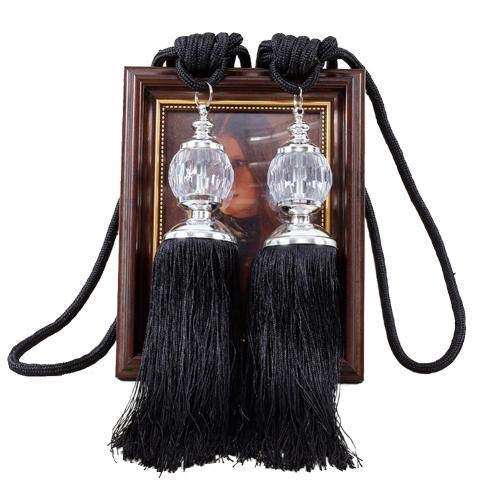 Zpengtai Vorhang Raffhalter 1 Paar Quaste Vorhang Retro- Retro-Stil Faux-Kristall-Quasten Fransen-Vorhanghalter Raffinarbinde-Seil-Home-Dekoration Gardinenhalter(Noir) von Zpengtai