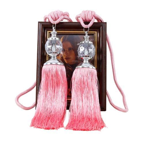 Zpengtai Vorhang Raffhalter 1 Paar Quaste Vorhang Retro- Retro-Stil Faux-Kristall-Quasten Fransen-Vorhanghalter Raffinarbinde-Seil-Home-Dekoration Gardinenhalter(Pink) von Zpengtai