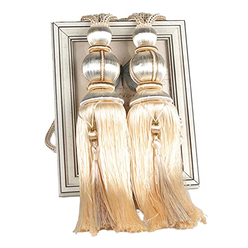 Zpengtai Vorhang Raffhalter 1 Paar Seilvorhang Raffanlagen Hängende Quaste Raffbacks for Vorhangzubehör Perlen Ball Perlen Quaste Hängende Kugel Gardinenhalter(Beige) von Zpengtai