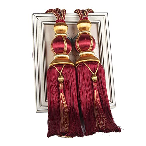 Zpengtai Vorhang Raffhalter 1 Paar Seilvorhang Raffanlagen Hängende Quaste Raffbacks for Vorhangzubehör Perlen Ball Perlen Quaste Hängende Kugel Gardinenhalter(Burgundy) von Zpengtai