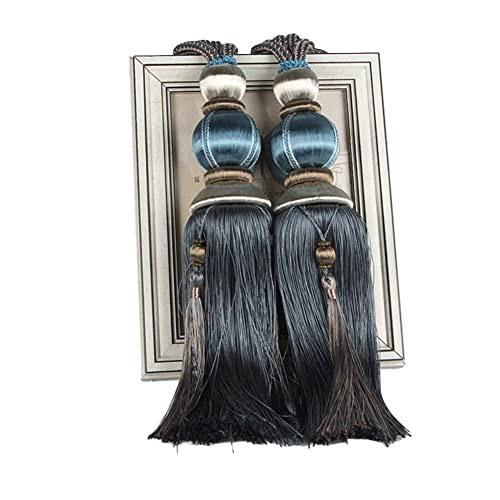 Zpengtai Vorhang Raffhalter 1 Paar Seilvorhang Raffanlagen Hängende Quaste Raffbacks for Vorhangzubehör Perlen Ball Perlen Quaste Hängende Kugel Gardinenhalter(Dark Blue) von Zpengtai