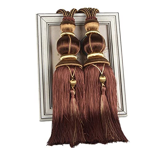 Zpengtai Vorhang Raffhalter 1 Paar Seilvorhang Raffanlagen Hängende Quaste Raffbacks for Vorhangzubehör Perlen Ball Perlen Quaste Hängende Kugel Gardinenhalter(Dark Coffee) von Zpengtai