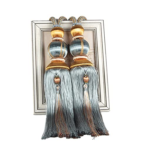 Zpengtai Vorhang Raffhalter 1 Paar Seilvorhang Raffanlagen Hängende Quaste Raffbacks for Vorhangzubehör Perlen Ball Perlen Quaste Hängende Kugel Gardinenhalter(Light Blue) von Zpengtai