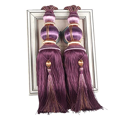 Zpengtai Vorhang Raffhalter 1 Paar Seilvorhang Raffanlagen Hängende Quaste Raffbacks for Vorhangzubehör Perlen Ball Perlen Quaste Hängende Kugel Gardinenhalter(Purple) von Zpengtai