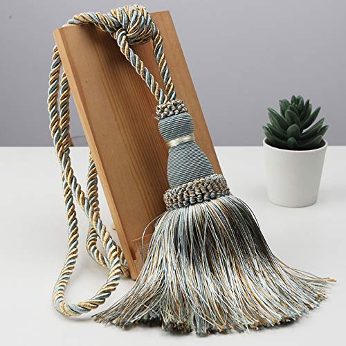 Zpengtai Vorhang Raffhalter 1 stück Polyester Quaste Vorhang Raffa Handmade Hängende Ball Quasten Fransen Vorhänge Halter Schnalle Seil Dekor Zimmerzubehör Gardinenhalter(Blue) von Zpengtai