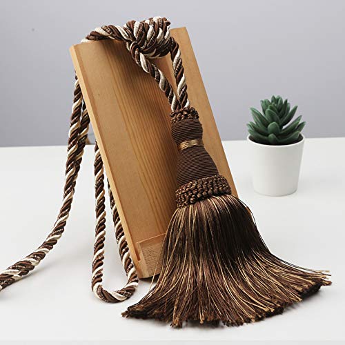 Zpengtai Vorhang Raffhalter 1 stück Polyester Quaste Vorhang Raffa Handmade Hängende Ball Quasten Fransen Vorhänge Halter Schnalle Seil Dekor Zimmerzubehör Gardinenhalter(Dark Coffee) von Zpengtai