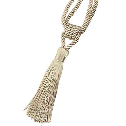Zpengtai Vorhang Raffhalter 2 STÜCK Handgemachte Quaste Vorhang Raffback Room Zubehör Gold Vorhang Schnalle Seil Home Decoration Holdback Fenster Fringe Gardinenhalter(Beige) von Zpengtai