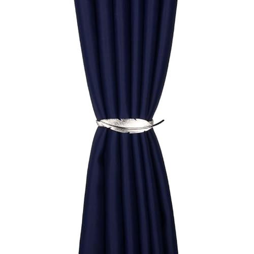 Zpengtai Vorhang Raffhalter 2 stücke Goldene Silber Vorhang Clip Vorhänge Halter Federform Rindsback Schnalle Clips Vorhang Zubehör Wohnkultur Gardinenhalter(Silver Feather) von Zpengtai