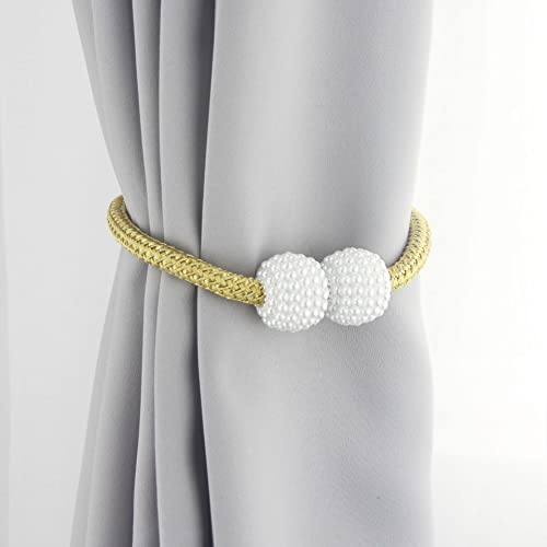 Zpengtai Vorhang Raffhalter 2 stücke Haken for Vorhänge Krawatte Backs Dekoration Zubehör Perle Magnetfenster Vorhänge Inhaber Ringe Ringe Holdbacks Clips Gardinenhalter(Yellow) von Zpengtai