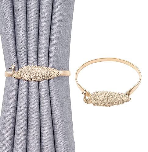 Zpengtai Vorhang Raffhalter 2 stücke Vorhang Raffinesse Ringe Halter Klammern Fenster Vorhänge Haken Federkraftschnallen Blatt Form Metall Dekoration Zubehör Gardinenhalter(Peacock) von Zpengtai