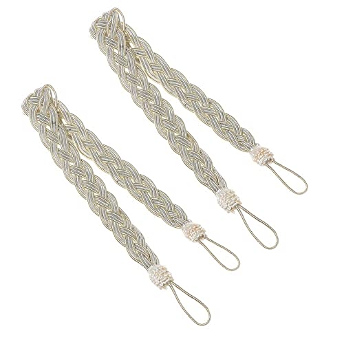 Zpengtai Vorhang Raffhalter 4. Stck Dauerhafter geflochtener Satin-Seil Einfache Vorhang-Krawatte Backs Tippe Hold Backs Vorhang Voile Strap Home Decorations Gardinenhalter(Beige) von Zpengtai