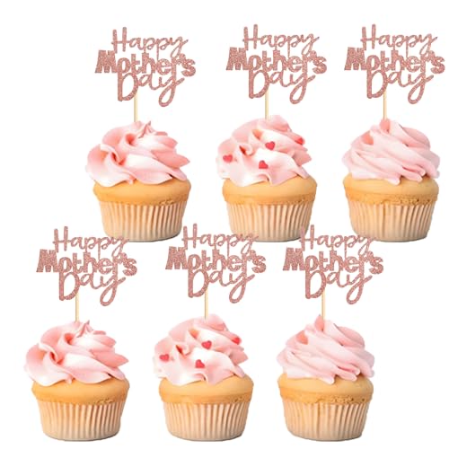 Cupcake-Topper "Happy Mother's Day", Roségold, Dekorationen für Muttertag, Party, beste Mutter, Motto-Party, Frauen, Geburtstagsparty, 36 Stück Cupcake-Topper "Happy Mother's Day", Roségold, Dekorationen für Muttertag, Party, beste Mutter, Motto-Party, Frauen, Geburtstagsparty, 36 Stück von ZpiLkes