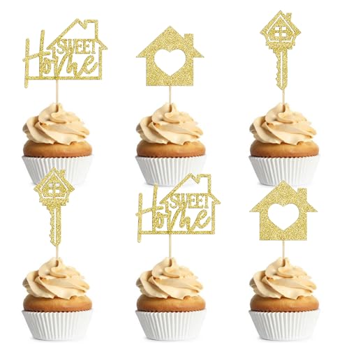 Zpilkes Cupcake-Topper mit Glitzer-Schlüsseln, Dekoration für Zuhause, Themenparty, Einweihungsparty, 36 Stück von ZpiLkes