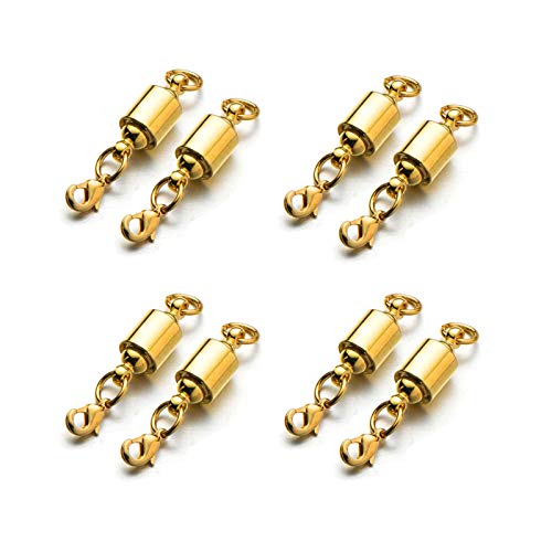 Zpsolution Magnetische Schmuckverschlüsse mit Schraubverschluss, für Halsketten und Armbänder, einfaches Öffnen der Halsketten, 6 mm, leicht und klein, 8 Stück, goldfarben von Zpsolution