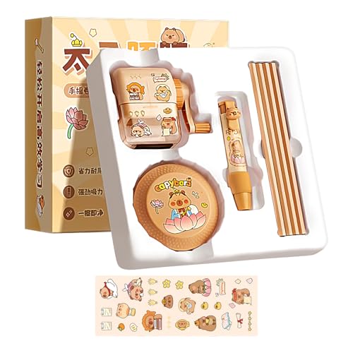 Cute Stationery Set, Cartoon Theme Aesthetic Supplies, Electric Desktop Vacuum, Pencil Sharpener and Erasers, School Stationery Kit Kids, Ideal for Classroom Rewards, Study Desk, 22.5x21.6x7.9cm von Zqkimzi