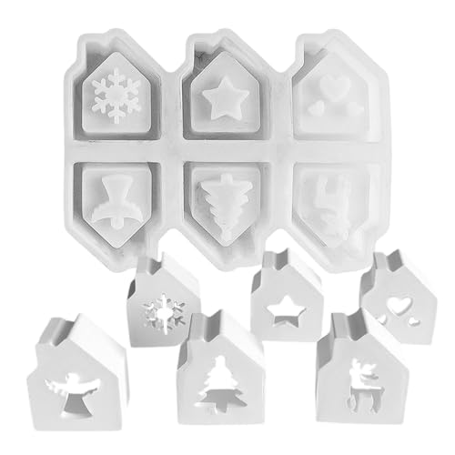 Hausförmige Formen – Epoxidharz-Gussformen mit 6 Fächern, Antihaft-Silikonharz-Form für Kerzenherstellung, Schloss-Süßigkeitenform, Weihnachtsdesign, 6 Fächer, Hausform Hausförmige Formen – Epoxidharz-Gussformen mit 6 Fächern, Antihaft-Silikonharz-Form für Kerzenherstellung, Schloss-Süßigkeitenform, Weihnachtsdesign, 6 Fächer, Hausform von Zqkimzi