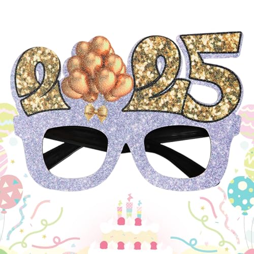Zqkimzi 2025 Brillen Neujahr | Lustige Brille Dekoration Silvester Brillen Kreative Foto Requisiten Brille Kostüm Brille für Partys Maskerade von Zqkimzi