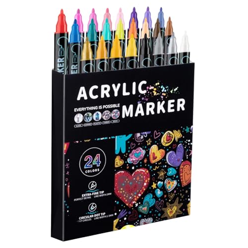 Zqkimzi Acrylfarben-Marker, Doppelspitzen-Farbmarker, wasserlösliche Acryl-Marker, Farbmarker für Künstler, verschiedene Acrylfarben-Marker für Leinwand, Keramik und Holzkunst von Zqkimzi