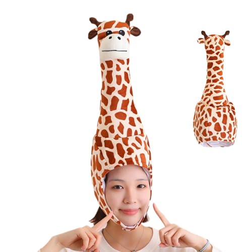 Zqkimzi Giraffen-Kopfbedeckung, dreidimensionale Giraffen-Tier-Kopfkappe, 60 x 10 cm, lustige Party-Kopfbedeckung, ideal für Kinderpartys, Karneval, Rollenspiele von Zqkimzi