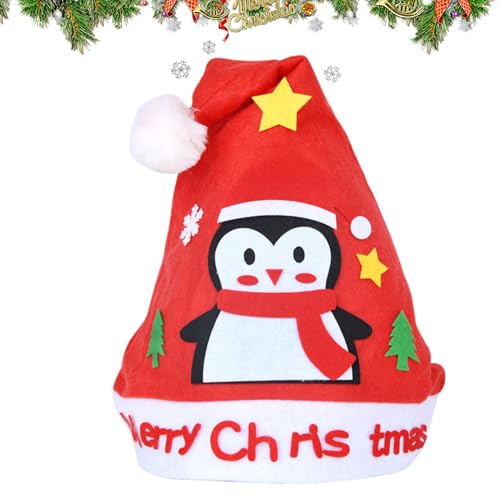 Zqkimzi Handgefertigtes Weihnachtsmützen-Kit – kreatives Weihnachtsmützen-Bastelset | Weihnachtsmannmützen-Herstellungsbedarf, Urlaubs-Bastelbedarf für Zuhause, Kindergarten, Vorschule von Zqkimzi