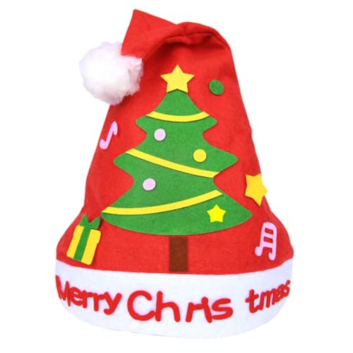 Zqkimzi Handgefertigtes Weihnachtsmützen-Set – Kreatives Weihnachtsmannmützen-Bastelset – Weihnachtsmannmützen-Herstellungsbedarf, Urlaubs-Bastelbedarf für Zuhause, Kindergarten, Vorschule von Zqkimzi