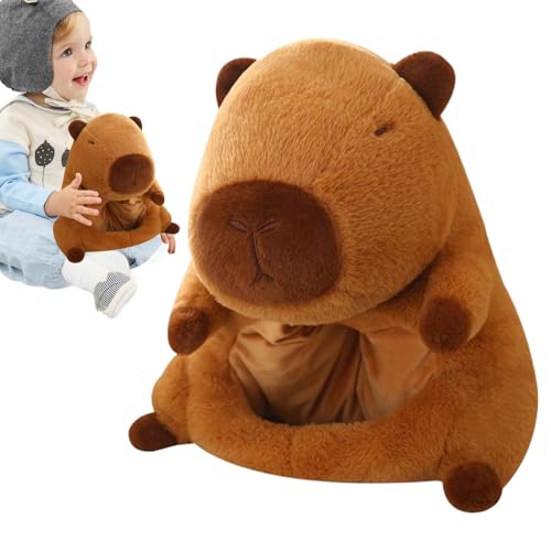 Zqkimzi Niedliche Capybara-Kopfbedeckung, weiche Plüsch-Kopfbedeckung, lustiges Cartoon-Tierkostüm, für Kinder, Erwachsene, gefüllte Cosplay-Maske, bezaubernder Plüsch für Party, Halloween von Zqkimzi