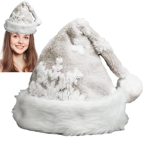 Zqkimzi Weihnachtsmütze für Erwachsene – Weihnachtsmütze mit Schneeflocken-Muster, verdickte Weihnachtsmütze mit Plüschkrempe für festliche Feiertagspartys Zqkimzi Weihnachtsmütze für Erwachsene – Weihnachtsmütze mit Schneeflocken-Muster, verdickte Weihnachtsmütze mit Plüschkrempe für festliche Feiertagspartys von Zqkimzi