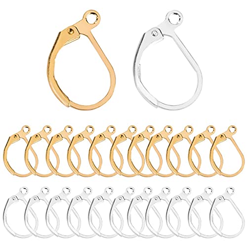 100x Goldplattiert Französisches Messingohrring Haken Haken Ohrdraht Open Designs Schmuckherstellung (50 Gold & 50 Silber) von Zqxnt