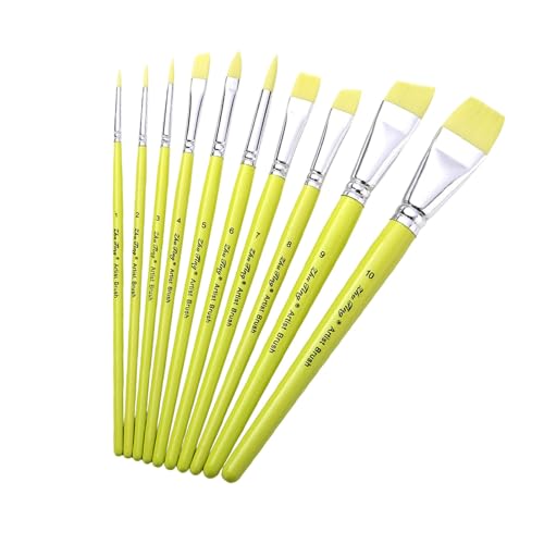 10pcs Künstler Paint Pinsel Nylon Borstenpinsel Für Acryl Öl Gouache Aquarellmalerei Rock Canvas Maler Professioneller Künstler Pinsel Für Acryl von Zqxnt