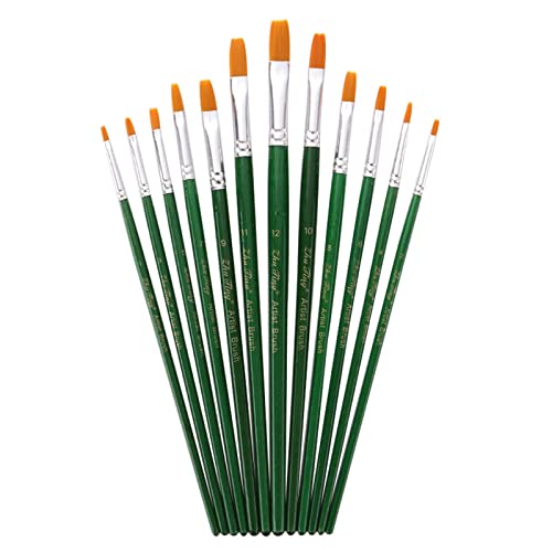 12pcs Professionelle Künstler Pinsel Flachspitze Spitz Pinsel Für Anfänger Aquarell Gouache Malerei BRÜFUNG Aquarell Professionell Für Künstler Reisen Pinselstifte Set von Zqxnt