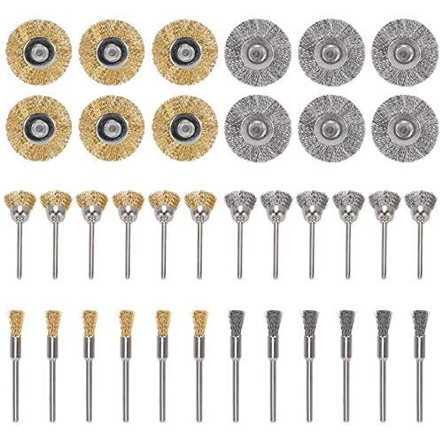 36 Stcs/Set Messing Beschichtete Drahtpinsel Für Bohrerfarbe Stripper Remover Drahtrad Und Tasse Pinsel Set Stahldrahtbinsel Drahtbürsten Zum Reinigen Eingestellt von Zqxnt
