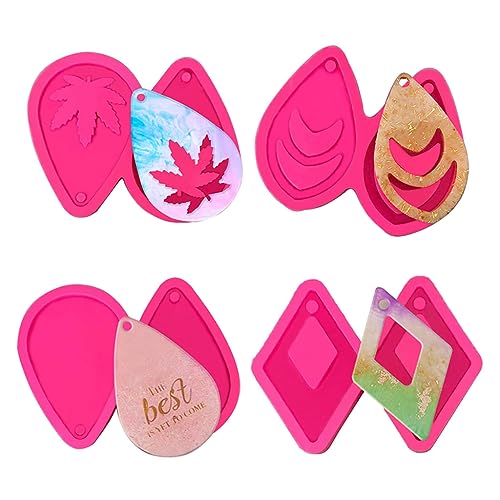 4 PCs Ohrhänger Guss Silikonform Handwerk Schmuck Herstellung Werkzeuge Ohrringe Epoxidharz Schimmel Basteln Schmuck Herstellung Werkzeuge von Zqxnt