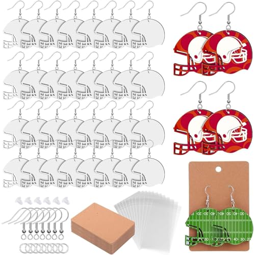 50 PCs Sublimation Ohrringe Helme/Fußball Designs Ohrstollen Mode Wärmeübertragung Ohrhänger Schmuck Zubehör Wärmetransfer Tränenohrringe von Zqxnt