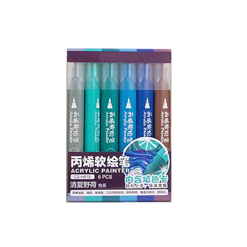 6pcs Acrylmarker 6 Farb Acryl Penst Pinsel Pinselmarker Zum Malen Auf Holzglas Stoff Metallstein Steckdosen Scrapbooking Lackmarkierungen von Zqxnt