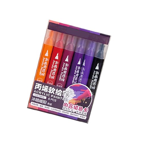 6pcs Acrylmarker 6 Farb Acryl Penst Pinsel Pinselmarker Zum Malen Auf Holzglas Stoff Metallstein Steckdosen Scrapbooking Lackmarkierungen von Zqxnt