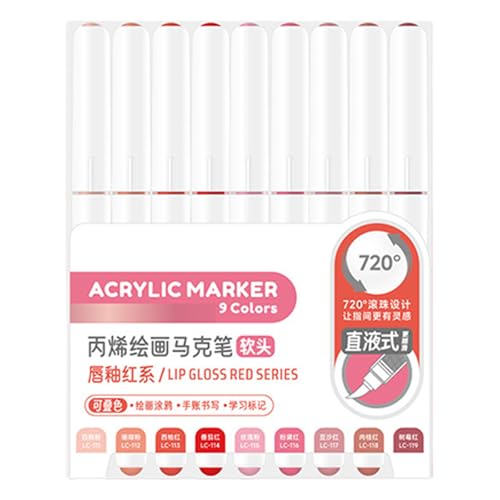 Flüssiger Acrylmarker 9 Farbbürstenspitze Acrylfarbe Stift Zum Journaling Zeichnen Auf Papierstein Gestein Leinwand Holzglas Professionelle Malmarkierungen Set Set Flüssiger Acrylmarker 9 Farbbürstenspitze Acrylfarbe Stift Zum Journaling Zeichnen Auf Papierstein Gestein Leinwand Holzglas Professionelle Malmarkierungen Set Set von Zqxnt