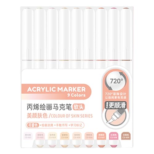 Flüssiger Acrylmarker 9 Farbbürstenspitze Acrylfarbe Stift Zum Journaling Zeichnen Auf Papierstein Gestein Leinwand Holzglas Professionelle Malmarkierungen Set Set Flüssiger Acrylmarker 9 Farbbürstenspitze Acrylfarbe Stift Zum Journaling Zeichnen Auf Papierstein Gestein Leinwand Holzglas Professionelle Malmarkierungen Set Set von Zqxnt