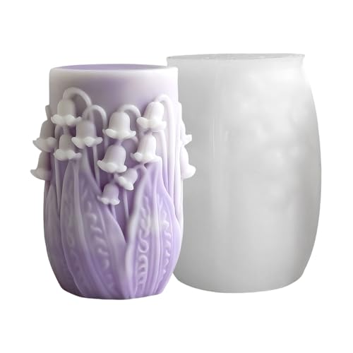 Kerzenformen Florale Zylindrische Gussformen Epoxidharzformen Ornament Blüten Silikonformen Pflaster Formen Duft Kerzenblüten Silikonform Florale Zylindrische Plastale von Zqxnt